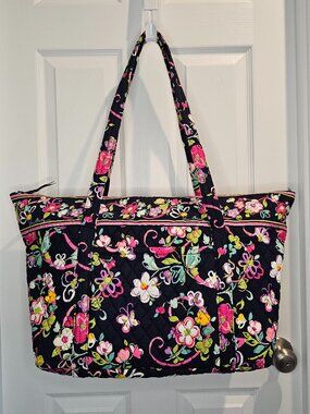NWOT Vera Bradley Miller Tote Bag Original Ribbons XL Shoulder Breast Cancer
